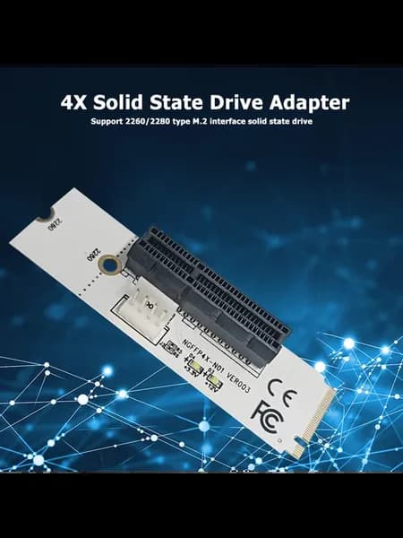 М.2 to PCI-E 4X адаптер с LED, для М.2 Key к X4