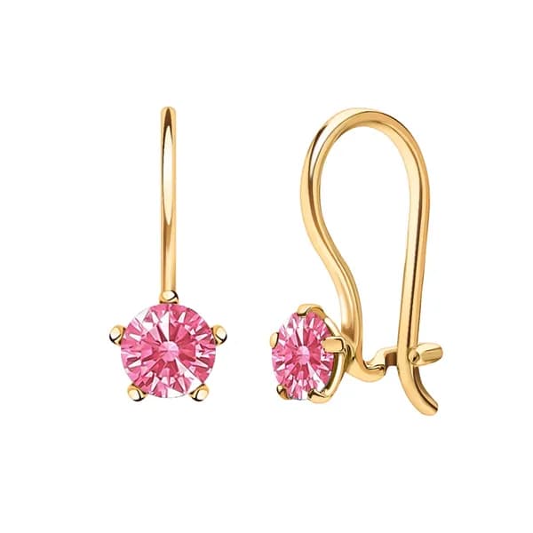 Золотые серьги DIAMANT-ONLINE с фианитом и Swarovski 585 пробы