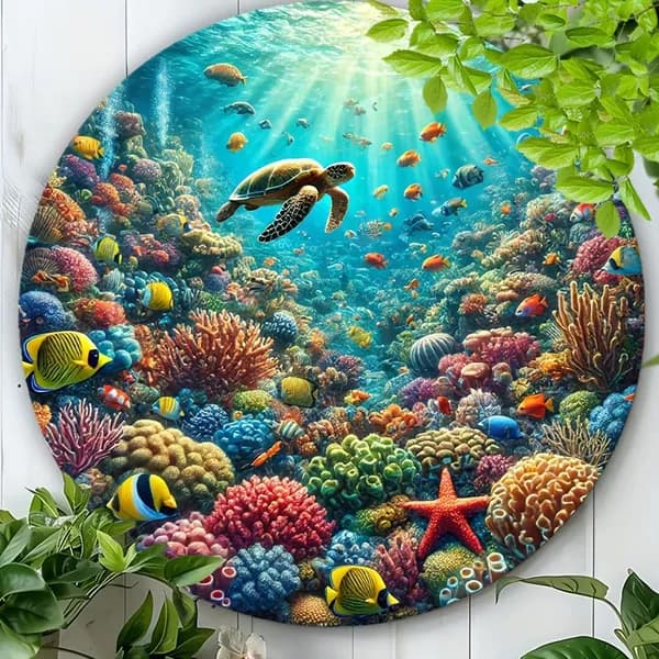 Декор морских животных с морскими черепахами и коралловыми рифами