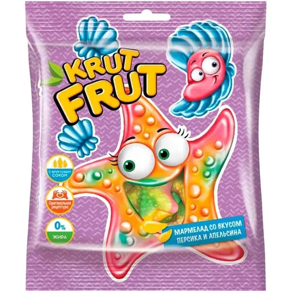 KrutFrut Мармелад жевательный, звездочки со вкусом персика и апельсина, 100 г