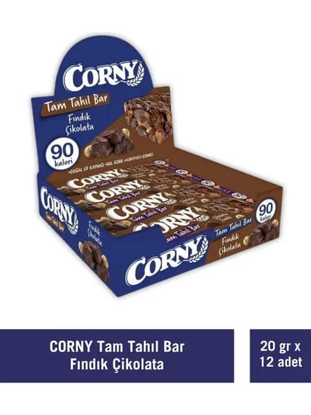 Corny Шоколадный батончик из цельного зерна с фундуком, 12 штук, 20 г.