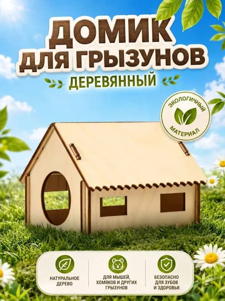 Домик для грызунов. Из дерева. Березовая фанера.