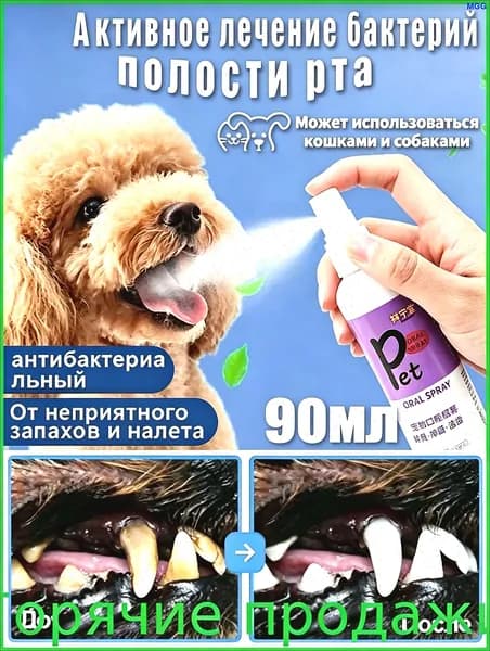 спрей для полости рта собак,чистить зубы собаке