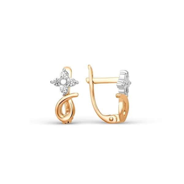 Серьги детские с фианитами из красного золота 585 пробы 585GOLD