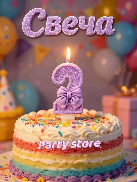 Свечи для торта цифра 2, 7 см, 1 шт