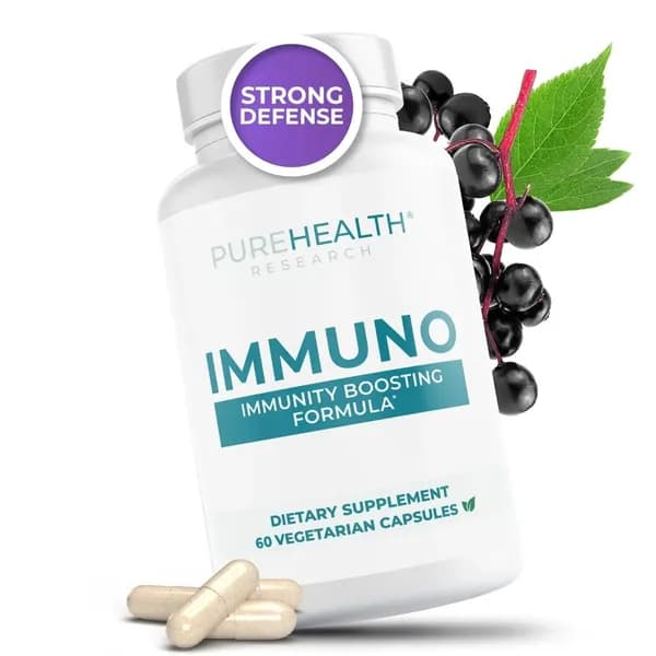 Иммунные комплексы PureHealth Research повышают иммунитет благодаря бузине, эхинацее, витамину С и витамину D3. Натуральная формула для сезонной защиты. 60 капсул.