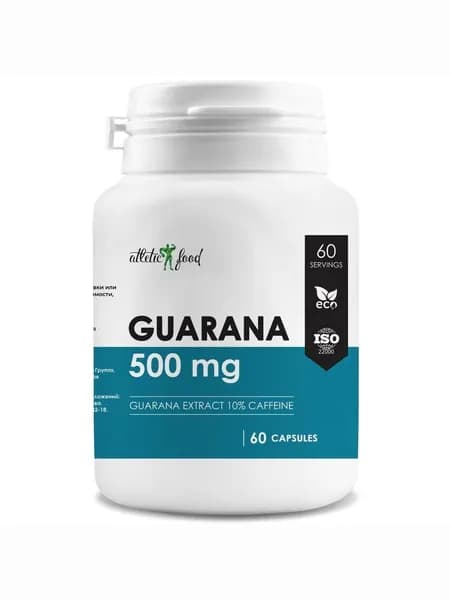 Экстракт гуараны, энергетик Atletic Food 100% Pure Guarana 500 mg - 60 капсул