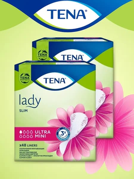 Прокладки урологические Tena Lady Slim Ultra mini 48 штук * 2 упаковки (96 шт)