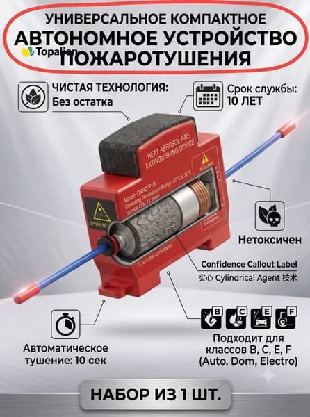 Автоматическое аэрозольное устройство пожаротушения для электрощита, термоактивируемый модуль защиты электрошкафа, распределительного шкафа и бокса, 1 шт.