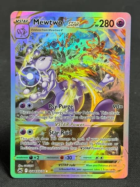 Портативные карты PKM S Настройка и прокси высококачественной фольги Mewtwo VSTAR Crown Zenith#GG44