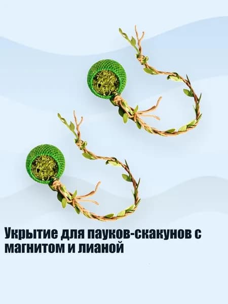 Укрытие для пауков-скакунов с магнитом и лианой, - B4