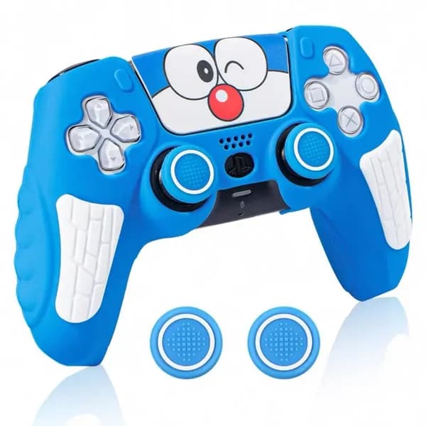 PlayVital Чехол-накладка из силикона для PS5 DualSense Edge Guardian Edition, мягкий, противоскользящий, с насадками на стики, розовый/фиолетовый/синий