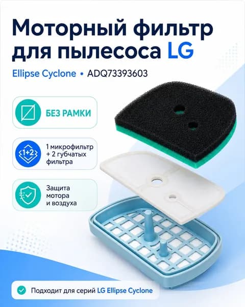 Моторный фильтр для пылесоса LG серий Ellipse Cyclone, ADQ73393603 без рамки