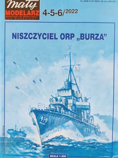 Сборная бумажная модель Миноносец ORP Burza - Maly Modelarz №4-5-6/22 (журнал)
