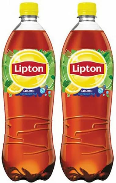 Холодный чай Lipton черный лимон, комплект: 2 бутылки по 1 л