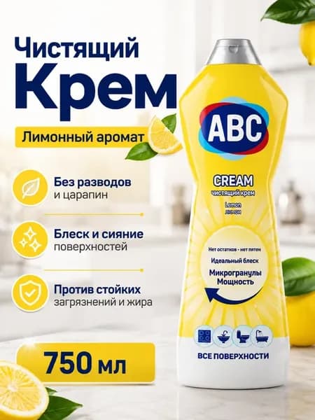Чистящее крем средство для ванной и кухни ABC лимон