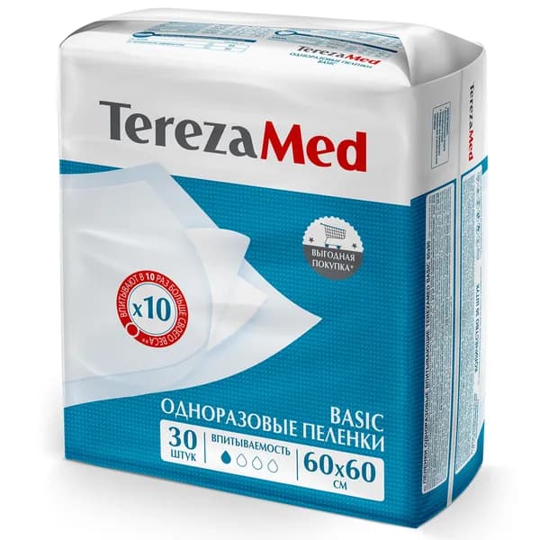 Пеленки TerezaMed Basic, 60x60 см, 30 шт.