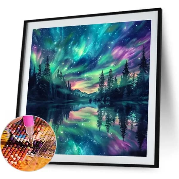 Диамантная картина Пейзаж с эффектом радуги, 40 40 см, 30 цветов, 5D DIY
