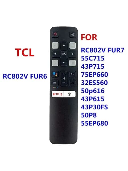 Новое дистанционное управление RC802V FUR6 для TCL Smart TV Android универсальное голосовое дистанционное управление Bluetooth NETFLIXT