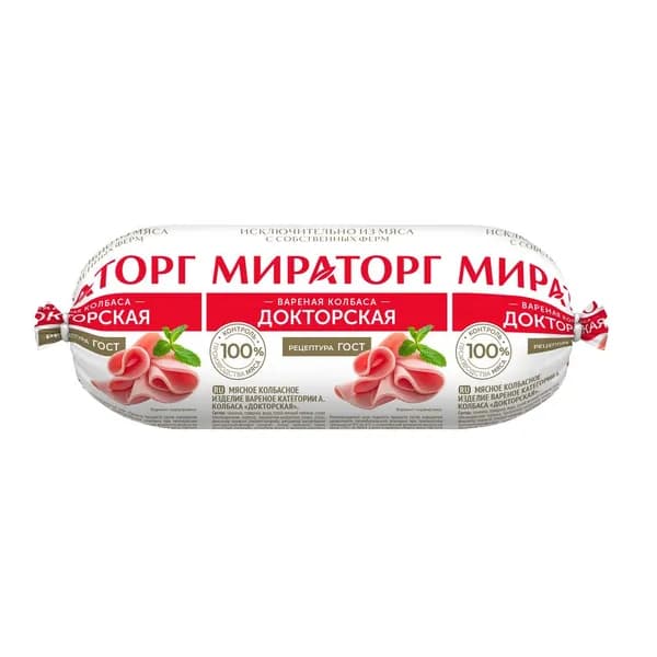 Колбаса варёная Докторская 400 г, Мираторг