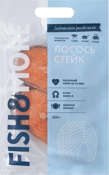 Семга стейк 500 г, Fish & More, замороженный