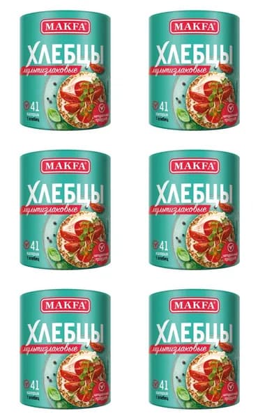Makfa Хлебцы круглые мультизлаковые хрустящие зерновые, 100 г, 6 шт