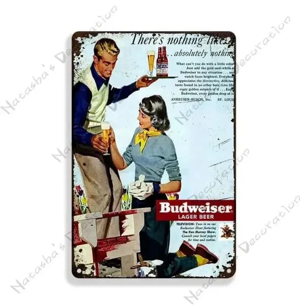 Декоративная Металлическая Табличка Реклама Пиво Budweiser 30X20cm