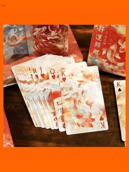 Дизайнерская игральная карта Good Luck Koi, 54 штуки, 100% пластик, матовая поверхность, приятная на ощупь