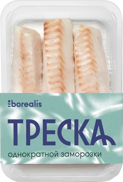 Треска замороженная BOREALIS филе без кожи и костей (спинка), 400г