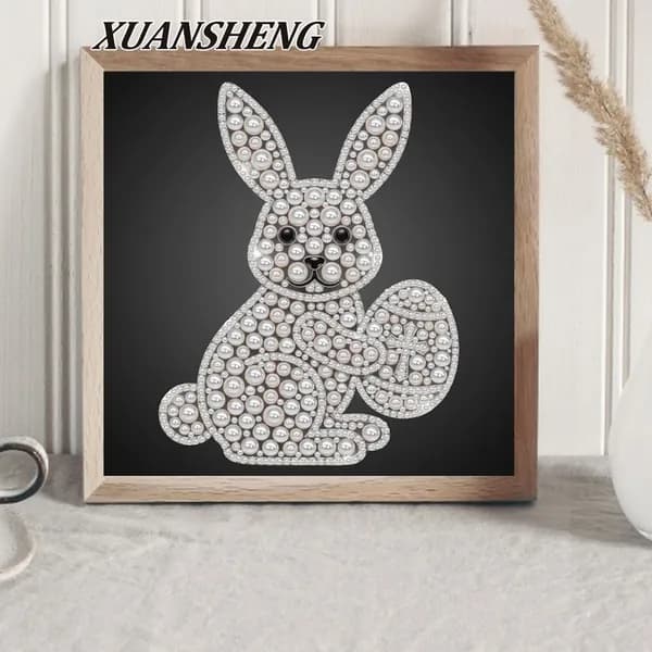 DIY-картина из жемчужных бусин с рисунком кролика, 25 25 см, без рамки