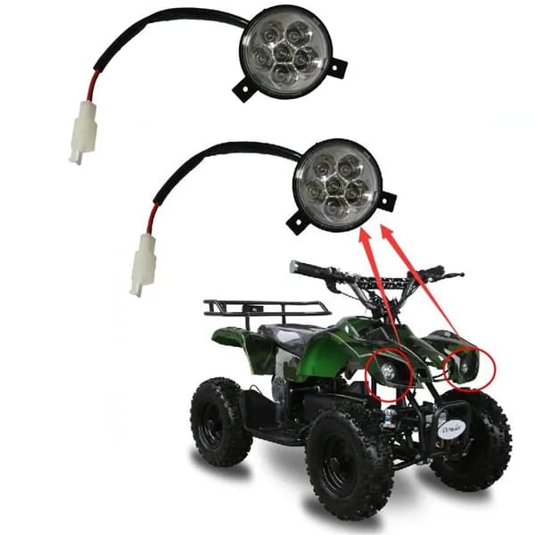 Фара 2-проводная светодиодная картинг, квадроцикл, скутер49cc 50cc 70cc 90cc 110cc 2шт