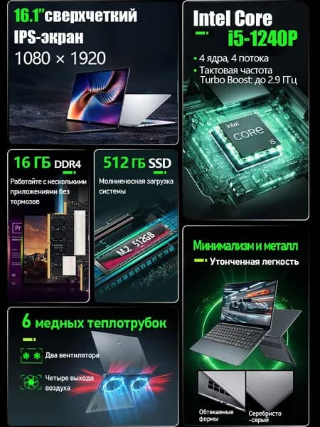Yaishd Ноутбук 16.1", Intel Core i5-1240P, RAM 16 ГБ, SSD 512 ГБ, Intel Iris Xe Graphics, Windows Home, (B90), темно-розовый, Русская раскладка