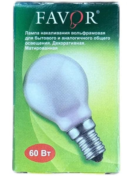 Лампочка, Цоколь:E14, 60 Вт, Накаливания, 1 шт.