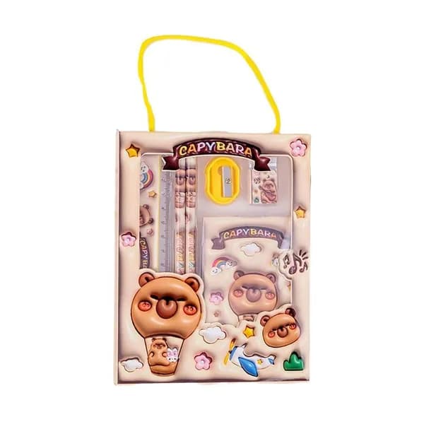 Набор канцелярских принадлежностей с изображением Розового Кролика (6 предметов) фестивальный подарок