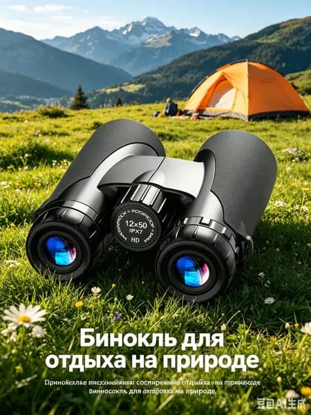 бинокулярный телескоп 12x50мм для рыбалки, походов, туризма, спортачерное