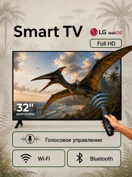 SMART TV Телевизор 32″ Full HD, черный, черный матовый