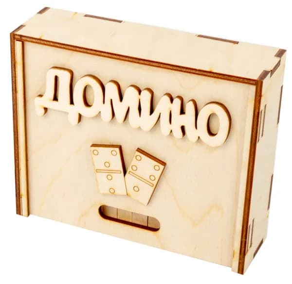 Игра настольная Домино, дерево, деревянная коробка