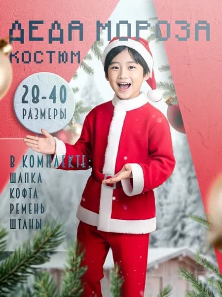 Костюм деда мороза новогодний детский