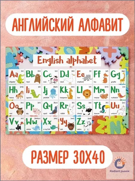 Обучающий плакат, обучающий материал, школьные плакаты, английский алфавит
