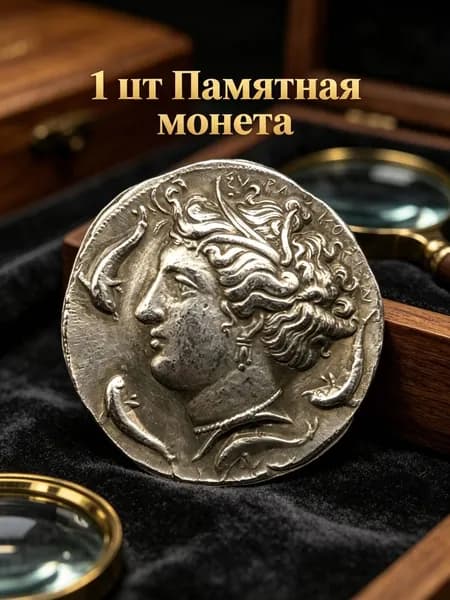 Медные посеребренные греческие монеты ремесла