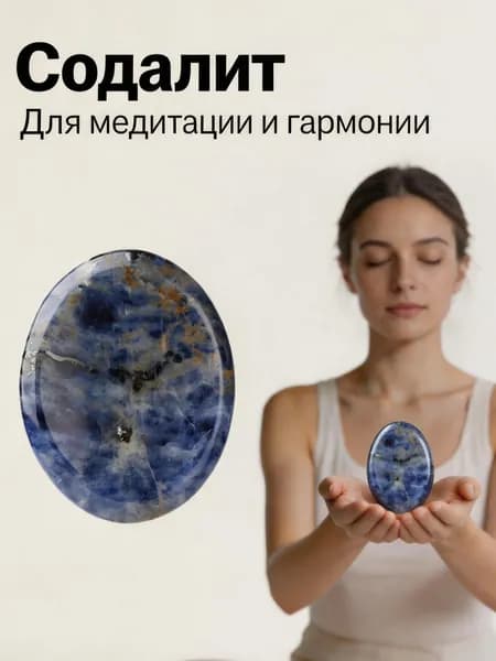 Камень массажа из натуральной Содалит для большого пальца, медитации, исцеления, скребкового массажа, снятия стресса, 1 шт.