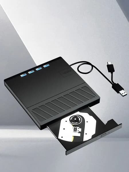 Внешний USB привод DVD CD с записью, поддержка Type-C и кард-ридер