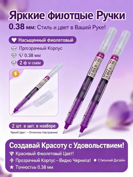 Набор ручек Гелевая, толщина линии: 0.5 мм, цвет: Фиолетовый, 2 шт.