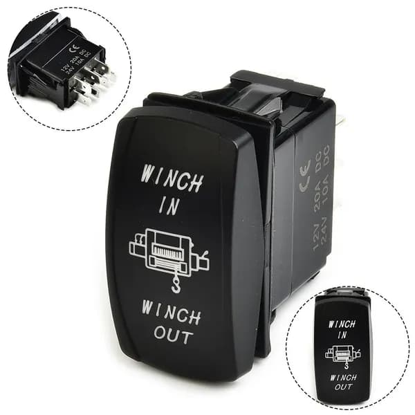 Переключатель лебедки IN OUT с синим светодиодом, кулисный для Jeep, Polaris UTV, грузовика, лодки, 7 контактов
