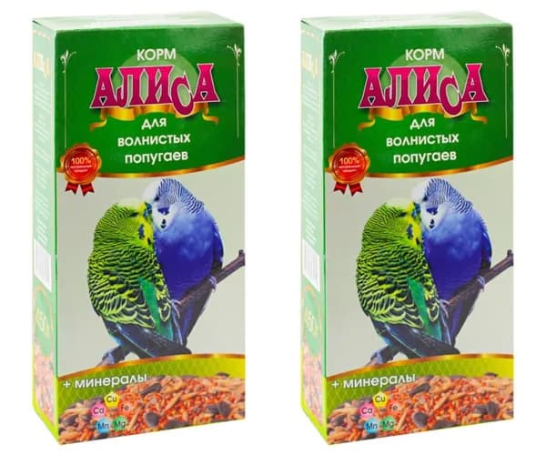 Алиса Корм для волнистых попугаев, Минералы, 450 г, 2 шт