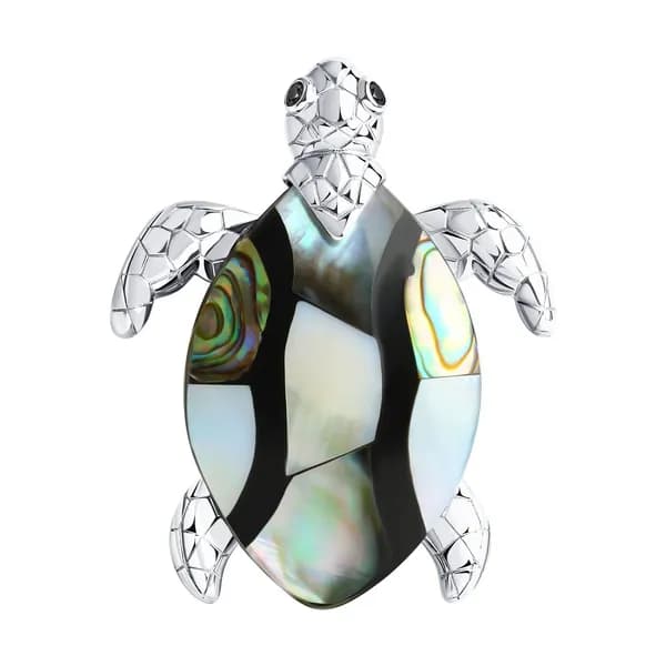 Серебряная брошь DIAMANT-ONLINE с фианитом и перламутром 925 пробы
