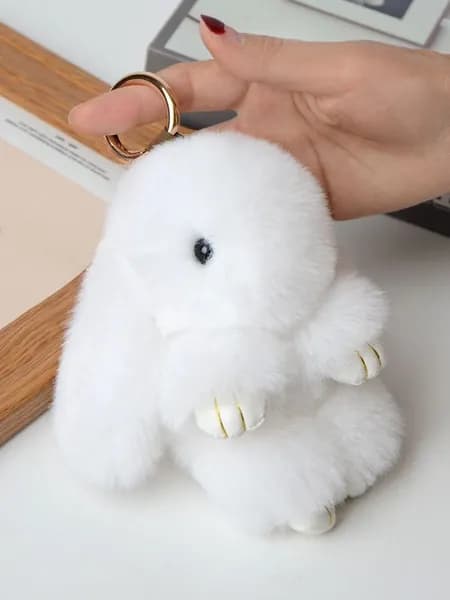 Игрушка-брелок из искусственного меха кролика