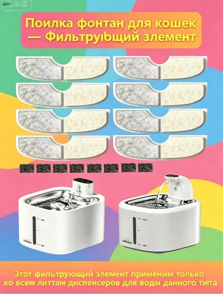 Сменные фильтры для поилки-фонтана LABEKA, 8 штук, Фильтры для*4+губки*4