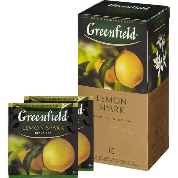 Чай в пакетиках чёрный Greenfield Lemon Spark (Лемон Спарк), 25 пак. Лемон, розмарин.