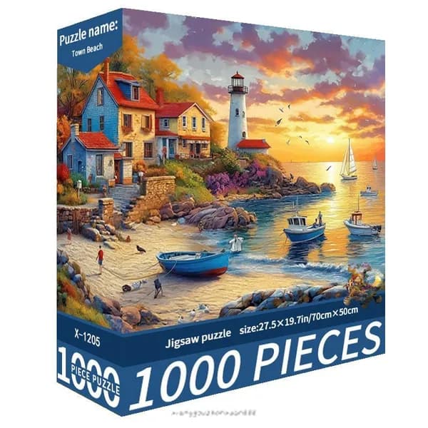 Пазл Пляж маленького городка, 1000 деталей